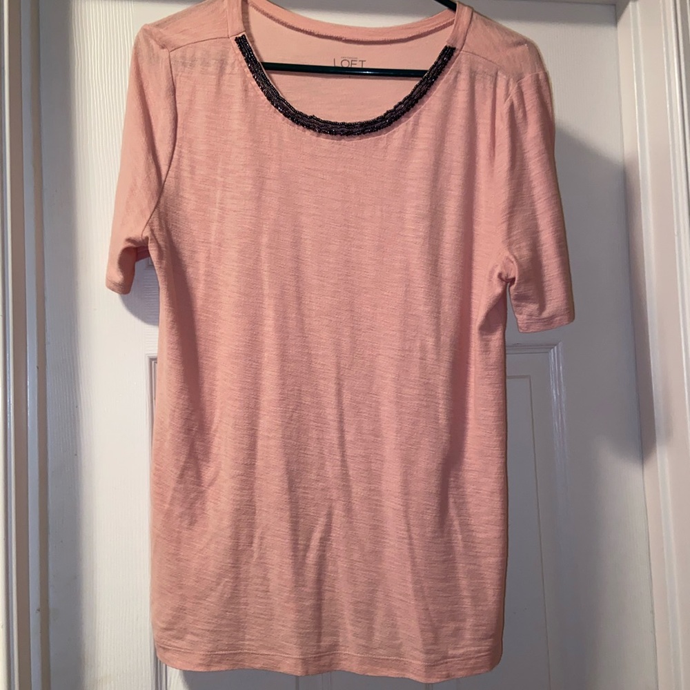 Loft beaded mauve pink shirt size Small